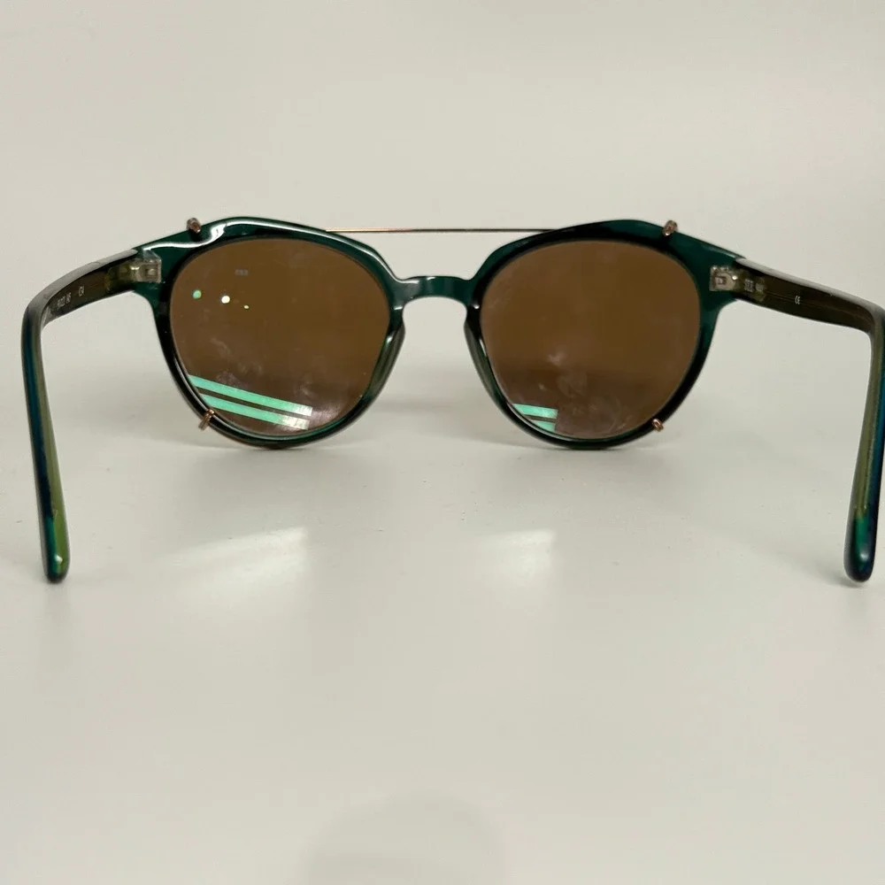 SEE 9441 Green Round Eyeglasses‎ with Magnetic Clip-On Sunglasses C34 50-21-145